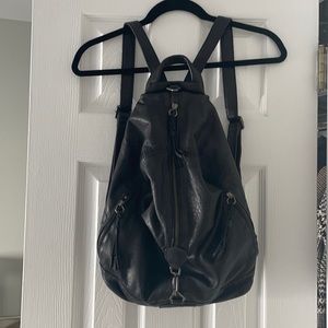 Black leather backpack